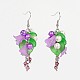 Acrylic Flower & Leaf Cluster Earrings EJEW-JE01683-01-1