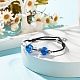Bracelet en perles rondes en verre avec tortue de mer en alliage BJEW-JB07847-2