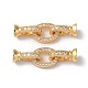 Rack Plating Brass Pave Clear Cubic Zirconia Fold Over Clasps KK-M264-14G-1