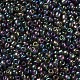 （詰め替えサービスあり）丸いガラスシードビーズ  透明色の虹  ラウンド  濃いグレー  8/0  3mm  約12 G /袋 SEED-C016-3mm-172-2