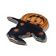 ハロウィンプリントアクリルパーツ  かぼちゃのジャック・オー・ランタン、帽子チャーム付き  カボチャ模様  33x36.5x2.5mm  穴：2mm MACR-G059-03A-3