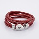 Two Loops Wrap Leather Cord Snap Bracelet Making MAK-N004-10-1