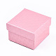 厚紙のジュエリーボックス  リングのために  ピアス  ネックレス  内部のスポンジ  正方形  ピンク  5~5.1x5~5.1x3.3~3.4cm CBOX-S021-002B-1