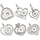 Pandahall elite 6 pièces 6 style coeur alliage strass accrocher snap base gros pendentifs ALRI-PH0001-29-1