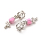 Abalorios colgantes europeos de esmalte rosa perla de aleación con revestimiento en rack PALLOY-P289-13P-2