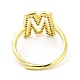 Mixed Color Enamel Initial Letter Adjustable Ring with Clear Cubic Zirconia RJEW-P045-01G-M-3