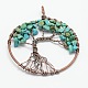 Tree of Life Synthetic Turquoise Bead Brass Wire Wrapped Big Pendants KK-L136-02C-NR-1