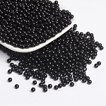 Abalorios acrílicos opacos, redondo, negro, tamaño: aproximamente 4 mm de diámetro, agujero: 1 mm, aproximamente 14000 unidades / 500 g