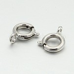 Platinum Color Brass Bolt Spring Ring Necklace End Clasps Great for Jewelry Making , 9mm, Hole: 1.5mm