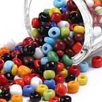 Perles de rocaille en verre, opaque graine de couleurs, petites perles artisanales pour la fabrication de bijoux bricolage, ronde, couleur mixte, 4mm, Trou: 1.5 mm, environ 4500 pcs / livre