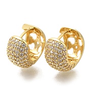 Серьги-кольца из латуни с микропаве из кубического циркония EJEW-H016-13G-04