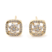 Серьги-гвоздики из латуни со стеклом EJEW-Q800-07KCG