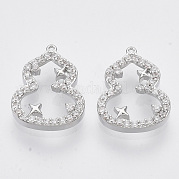 Brass Micro Pave Clear Cubic Zirconia Charms KK-T054-20P-NF