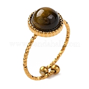 Круглые кольца из натурального тигрового глаза RJEW-Q822-01G-05