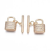 Brass Micro Pave Clear Cubic Zirconia Toggle Clasps KK-S356-724-01