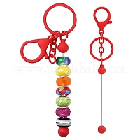 Брелок из окрашенного сплава и латуни с бусинами для изготовления ювелирных изделий своими руками&nbsp;DIY-YW0007-58B
