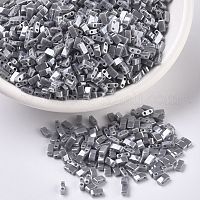 MIYUKIハーフティラビーズ  日本製シードビーズ  2の穴  （htl1865)不透明なスモークグレーの光沢  5x2.3x1.9mm  穴：0.8mm  約250個/10g&nbsp;X-SEED-J020-HTL1865