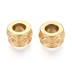 Perline distanziatrici in acciaio inossidabile 304, colonna, vero placcato oro 14k, 5x7.5mm, Foro: 4 mm