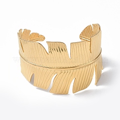 Ионное покрытие (ip) 304 нержавеющая сталь перо открытый браслет манжета для женщин, реальный 18k позолоченный, внутренний диаметр: 2-1/8x2-3/8 дюйм (5.35 см x 6 см)