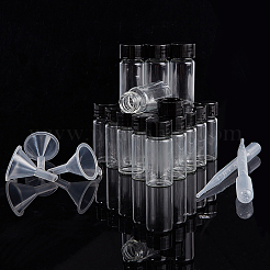 DIY化粧品サンプルボトルキット  空のガラス瓶  プラスチック製のスクリュートップキャップ、ファンネルホッパー、ドロッパー  ミックスカラー  5.2x2.2cm  容量：10ミリリットル  20個/セット&nbsp;DIY-OC0001-63