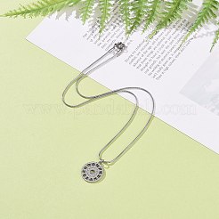 変色しない201ステンレススチール12星座ペンダントネックレス、304ステンレススチールスネークチェーン付き、女性用  ステンレス鋼色  17.87インチ（45.4cm）&nbsp;NJEW-JN04140