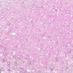 内側の色のフリンジガラスシードビーズ6/0個  ティアドロップ  パールピンク  4.5~5x3.5~4x4~5mm  穴：1mm  約88個/10g&nbsp;X1-SEED-A034-03D