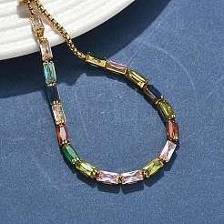Rechteckige Armbänder mit Glasschieber aus Edelstahl 304&nbsp;BJEW-D456-07G-01