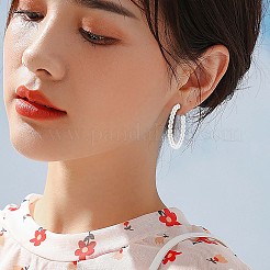 Большие серьги-кольца с жемчугом и ракушками JE989A