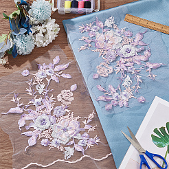 Accessori per ornamenti ricamati in poliestere con perline floreali 3d&nbsp;DIY-WH0622-001B