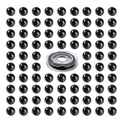 100 шт. 8 мм натуральные черные камни (натуральное черное стекло) круглые бусины&nbsp;DIY-LS0002-15