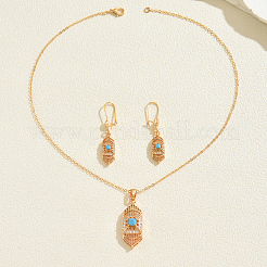 Комплекты серег и ожерелий из шестиугольной латуни с микропаве из прозрачных кубических цирконий для женщин LT5184