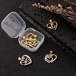 6шт 6 стиля латунные микропаве прозрачные подвески с кубическим цирконием ZIRC-LS0001-06G