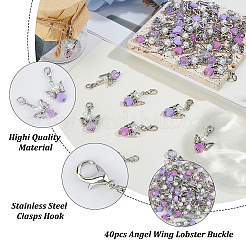 40 pièce 4 styles de décoration de pendentif en perles de verre et acrylique d'ange&nbsp;HJEW-FH00075