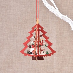 クリスマスツリー木製装飾品  クリスマスツリー吊り飾り  クリスマスパーティーギフトの家の装飾のため  レッド  109.5x97x96mm  2個/セット&nbsp;DIY-TAC0007-30A