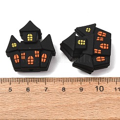 ハロウィンシリコンフォーカルビーズ  お化け屋敷  28x28x15mm  穴：3mm&nbsp;SL-CBADC51-14