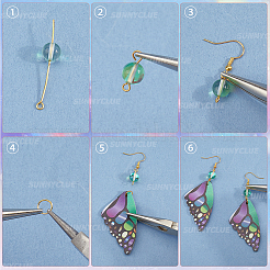 Наборы для самостоятельного изготовления сережек-бабочек из искусственной кожи и синтетического лунного камня&nbsp;DIY-SC0026-33