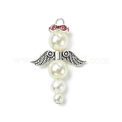 Бусины из искусственного жемчуга из АБС-пластика с латунными бусинами-разделителями из стразов и бусинами из сплава в тибетском стиле и бусинами из сплава в тибетском стиле PALLOY-JF03280-01