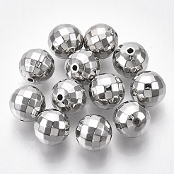 CCBプラスチックビーズ  多面カット  ラウンド  プラチナ  10mm  穴：1.5mm  約900個/500g&nbsp;CCB-S160-372A-P