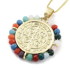 Ожерелья с подвесками из латуни с бусинами из АБС-пластика&nbsp;LS-NJEW-B101-08G