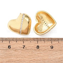 Серьги-гвоздики из латуни с микро-паве и прозрачным фианитом в форме сердца EJEW-D346-03G