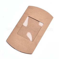 紙枕ボックス  ギフトキャンディー梱包箱  クリアウィンドウ付き  バリーウッド  12.5x8x2.2cm&nbsp;CON-G007-03B-04