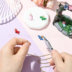 4 шт. 4 подвески в виде динозавра с покрытием из латуни и эмали&nbsp;KK-CJ0003-32