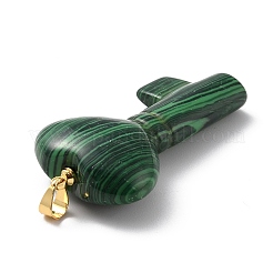 合成マラカイトペンダント  ゴールド真鍮丸カン付き  ハートの鍵  43x22x10.4mm  穴：3.8x5mm&nbsp;G-B020-05G-07