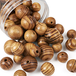 丸い天然木ビーズ  染め  バリーウッド  20/25/30mm  穴：5~6mm  60個/箱&nbsp;WOOD-CD0001-01
