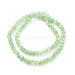 電気メッキ透明ガラスビーズ連売り  多面カット  ロンデル  黄緑  8x6mm  穴：1.2mm  約80個/連  19.29''（49センチメートル）&nbsp;EGLA-K015-13E
