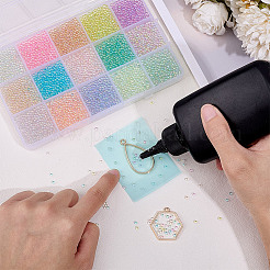 195 г 15-цветные стеклянные мини-бусины для нейл-арта своими руками&nbsp;GLAA-OC0001-49