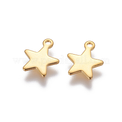 304ステンレススチールチャーム  スター  ゴールドカラー  11.5x9.5x1mm  穴：1.4mm&nbsp;X-STAS-G190-27G-A