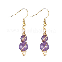 Améthyste naturelle pendentif collier et boucles d'oreilles ensembles de bijoux&nbsp;SJEW-JS01060-03