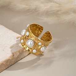 Кольца-манжеты женские из нержавеющей стали 304 с искусственным жемчугом&nbsp;WF0068