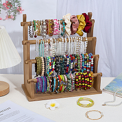 Présentoirs à bracelets en bois à 4 niveau&nbsp;BDIS-WH0010-16B